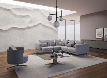 new Luxury Suite Textile Upholstered Sofa L-shape Furniture Living room Coffee table